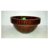Pottery mixing bowl, 10" has hairline crack