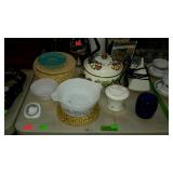 Group lot with iron, kitchenware, teapot, timer,