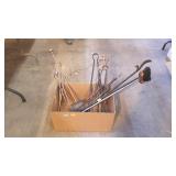 Fireplace tools group lot - eleven pieces total,