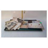 Serving tray, post cards, hankies, valentines,