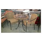 3pc patio table set, wicker and glass top 30"