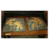 Two leaf pattern wall home decor plaques, 14 x