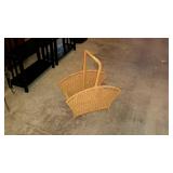 Wrought Iron plant stand and wicker magazine