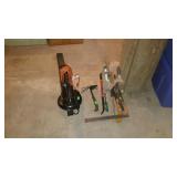 Group lot of tools, includes blower, t square