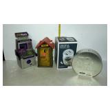 Group with four coin banks