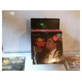 Black metal box of records