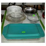 Kitchenware - stainless & glass bowls, covered