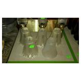 Triple wall light fixture with glass shades, also