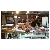 Top shelf lot - Christmas decor figurines,