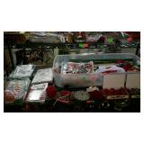 Middle shelf lot - Christmas decor, gift bags,