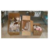 Bottom shelf lot - misc, flashlight, wire shelves