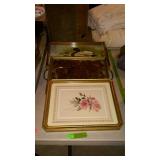 Home decor, two serving trays, and one framed
