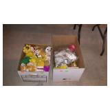 Stuffed toys, two boxes