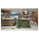 Metal - silver plate trays, shakers, stainless