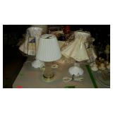 Lighting - one hanging swag light, pair of milk