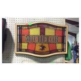 Advertisement sign, Michelob, wavy colored glass