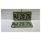 1961 Maryland license plates, pair - HJ:20:75