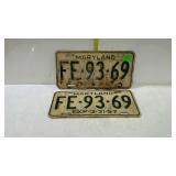 1957 Maryland license plates, pair - FE-93-69