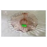 Pink depression lemon serving dish with center