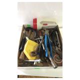 Tools - hammer, wrenches (two Craftsman), channel