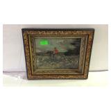 Framed hunt scene picture - 11 x 9