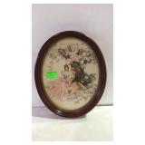 Oval Victorian scene wall hanging - 11 x 9