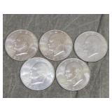 5 Eisenhower 1971 S 40% SILVER Dollars UNC