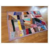 Home Made Crazy Quilt 66" x 46" tied