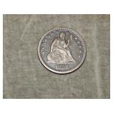 1857 Seated Liberty Quarter High Grade XF to me