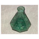 RARE 8 Sided Open Pontil Umbrella Ink Bottle-Aqua