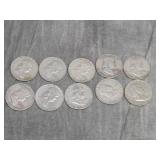 10 Franklin SILVER Half Dollars