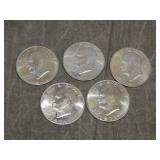 5 Eisenhower 1971 S 40% SILVER Dollars UNC