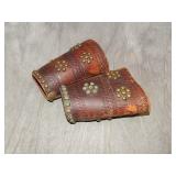 Pair of South American ? Hand tooled Leather Cuffs