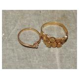 Pair of 10K Gold Marked Rings 3.5 Grams sz 9.5 & 5