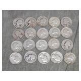 20 Washington SILVER Quarters 1964 & Earlier