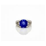 Platinum 7.41 ctw Natural Tanzanite Diamond Ring