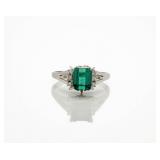 Vintage Platinum Natural Tourmaline Diamond Ring