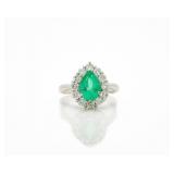 Platinum Natural Colombian Emerald Diamond Ring