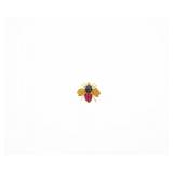 18kt Yellow Gold Ruby Sapphire Diamond Fly Brooch