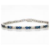 14k White Gold Sapphire Diamond Tennis Bracelet