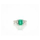 Platinum 1.60ct Colombian Emerald Diamond Ring