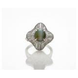 Estate Platinum Chrysoberyl Diamond Ballerina Ring