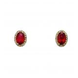 14kt Natural Red Ruby Diamond Halo Stud Earrings