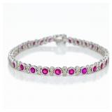 14k White Gold 5.5ct Diamond Ruby Tennis Bracelet