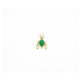 Vintage 14k Gold Jade Ruby Bee Brooch Pin