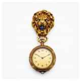 Antique Elgin 14kt Gold Jeweled Lion Brooch Watch
