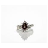 Platinum Natural Spessartine Garnet Diamond Ring