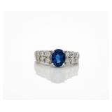 Vintage Platinum Natural Sapphire Diamond Ring