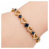 14k Yellow Gold Blue Sapphire Link Bracelet