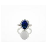 900 Platinum 2.36ct Black Opal Diamond Ring